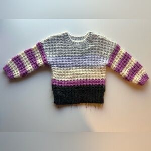 Kids Cozy Black and Gray Crew Neck Sweater